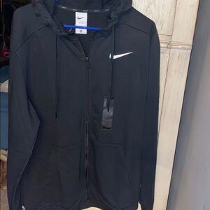 New Nike Zip up Sweatshirt Jacket with hood attached, size Large Black & White